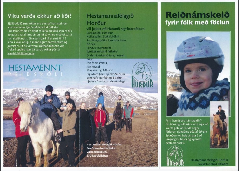 Reiðnámskeið fyrir fatlaða