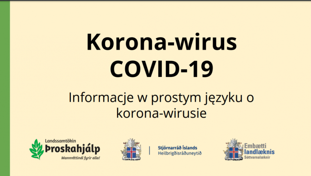 Auðlesnar upplýsingar á pólsku og ensku um kórónaveiruna