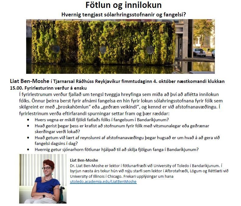 Fyrirlestur um fötlun og innilokun