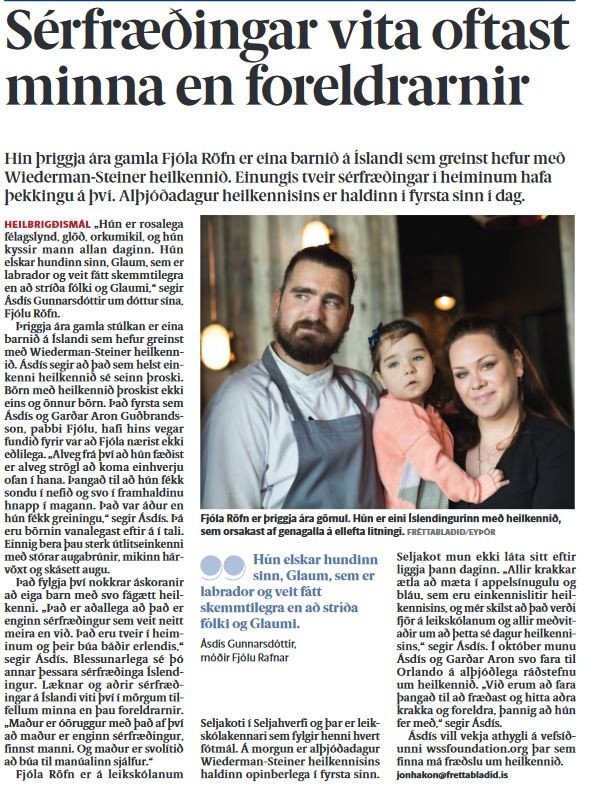 Alþjóðadagur Wiederman-Steiner heilkennis