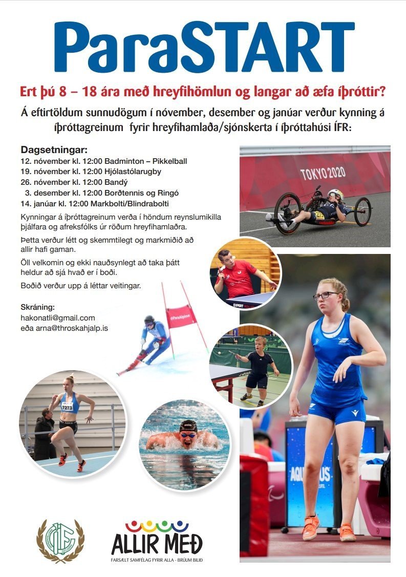Ert þú 8 - 18 ára með hreyfihömlun og langar að æfa íþróttir.