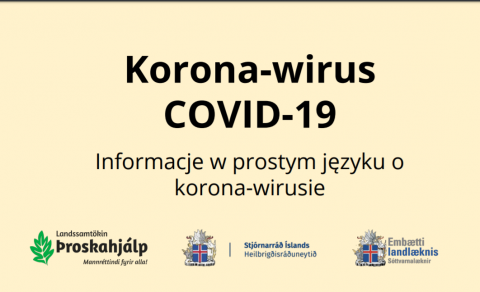 Auðlesnar upplýsingar á pólsku og ensku um kórónaveiruna