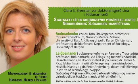 Doktorsvörn um sjálfstætt líf og mannréttindi