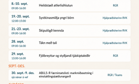 Námskeiðsdagskrá haustannar 2026 er komin á vefinn.